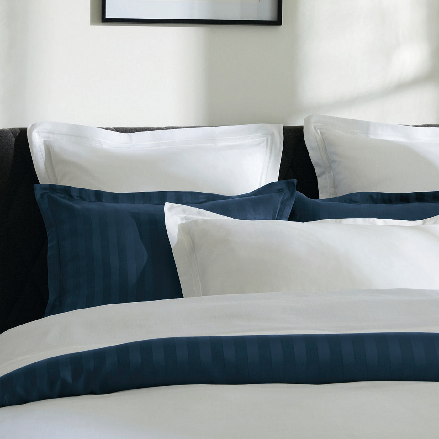 Biarritz - Housse De Couette + 1 Ou 2 Taie(S) D'Oreiller - Satin De Coton - Blanc / Blanc