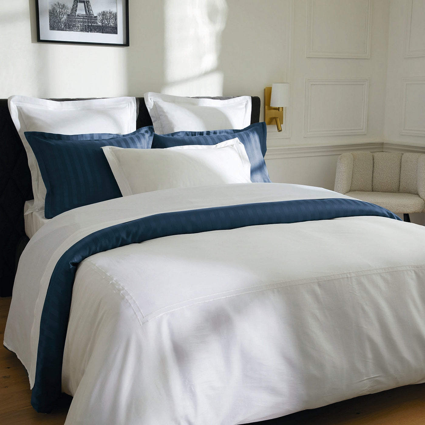 Biarritz - Drap Plat - Satin De Coton - Blanc / Blanc