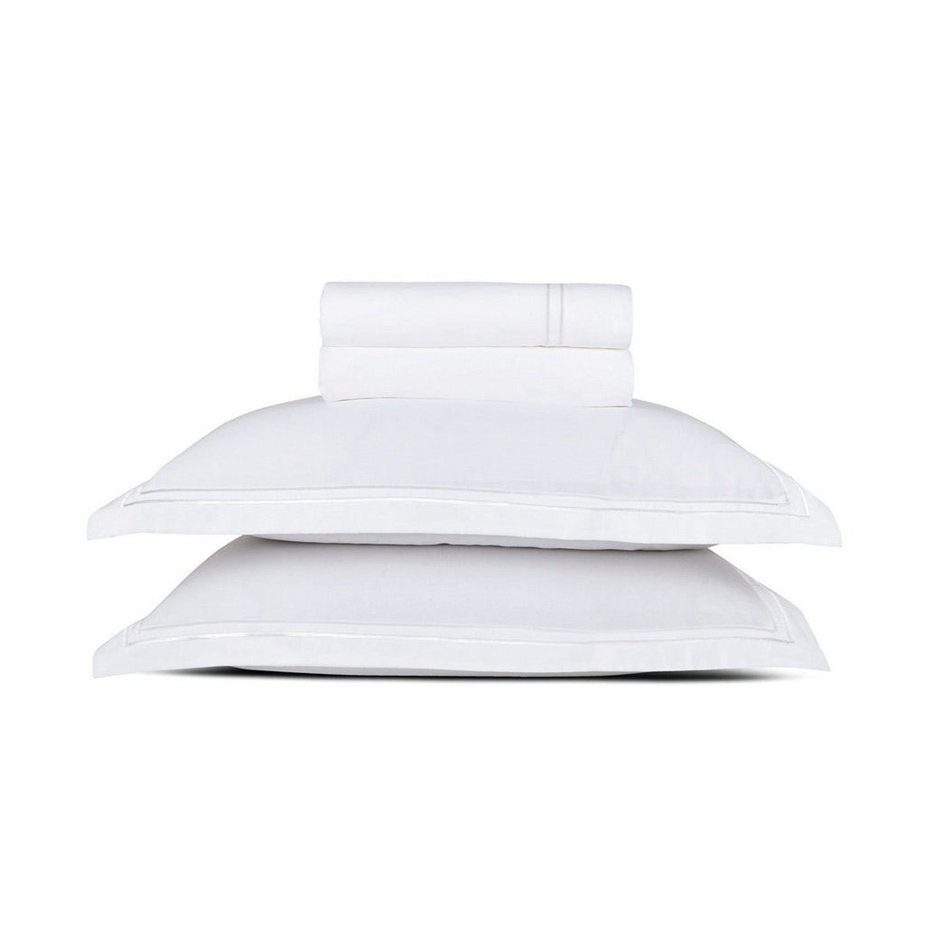 Biarritz - Ensemble De Draps - Satin De Coton - Blanc / Blanc