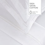 Biarritz - Ensemble De Draps - Satin De Coton - Blanc / Blanc