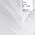 Biarritz - Ensemble De Draps - Satin De Coton - Blanc / Blanc