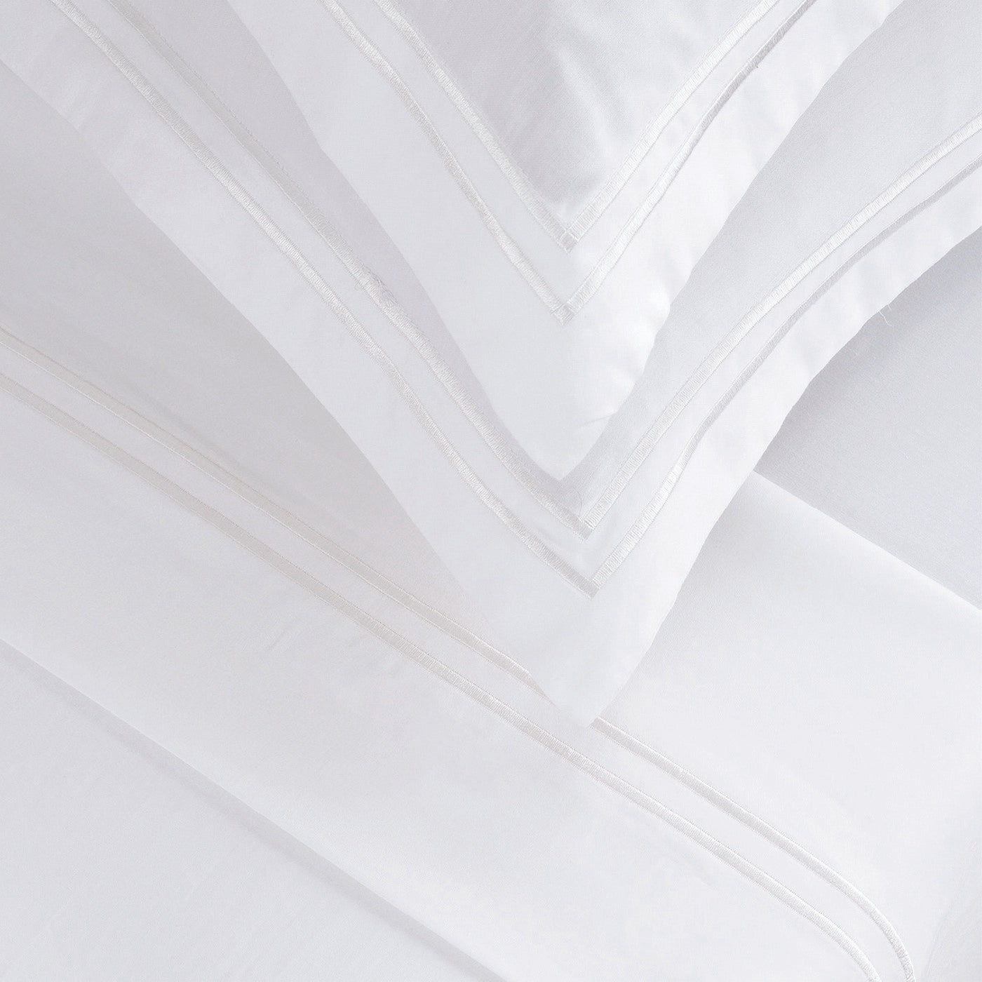 Biarritz - Ensemble De Draps - Satin De Coton - Blanc / Blanc