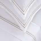 Biarritz - Ensemble De Draps - Satin De Coton - Taupe / Blanc