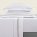 Biarritz - Ensemble De Draps - Satin De Coton - Taupe / Blanc