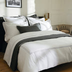Biarritz - Housse De Couette + 1 Ou 2 Taie(S) D'Oreiller - Satin De Coton - Grey / Blanc