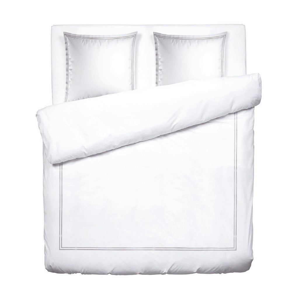 Biarritz - Housse De Couette + 1 Ou 2 Taie(S) D'Oreiller - Satin De Coton - Grey / Blanc
