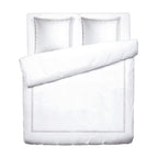 Biarritz - Housse De Couette + 1 Ou 2 Taie(S) D'Oreiller - Satin De Coton - Grey / Blanc