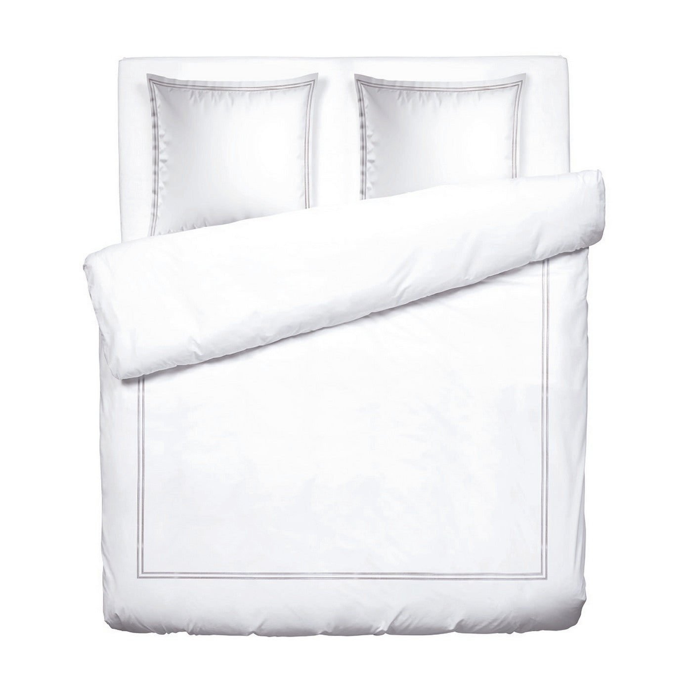 Biarritz - Housse De Couette + 1 Ou 2 Taie(S) D'Oreiller - Satin De Coton - Grey / Blanc