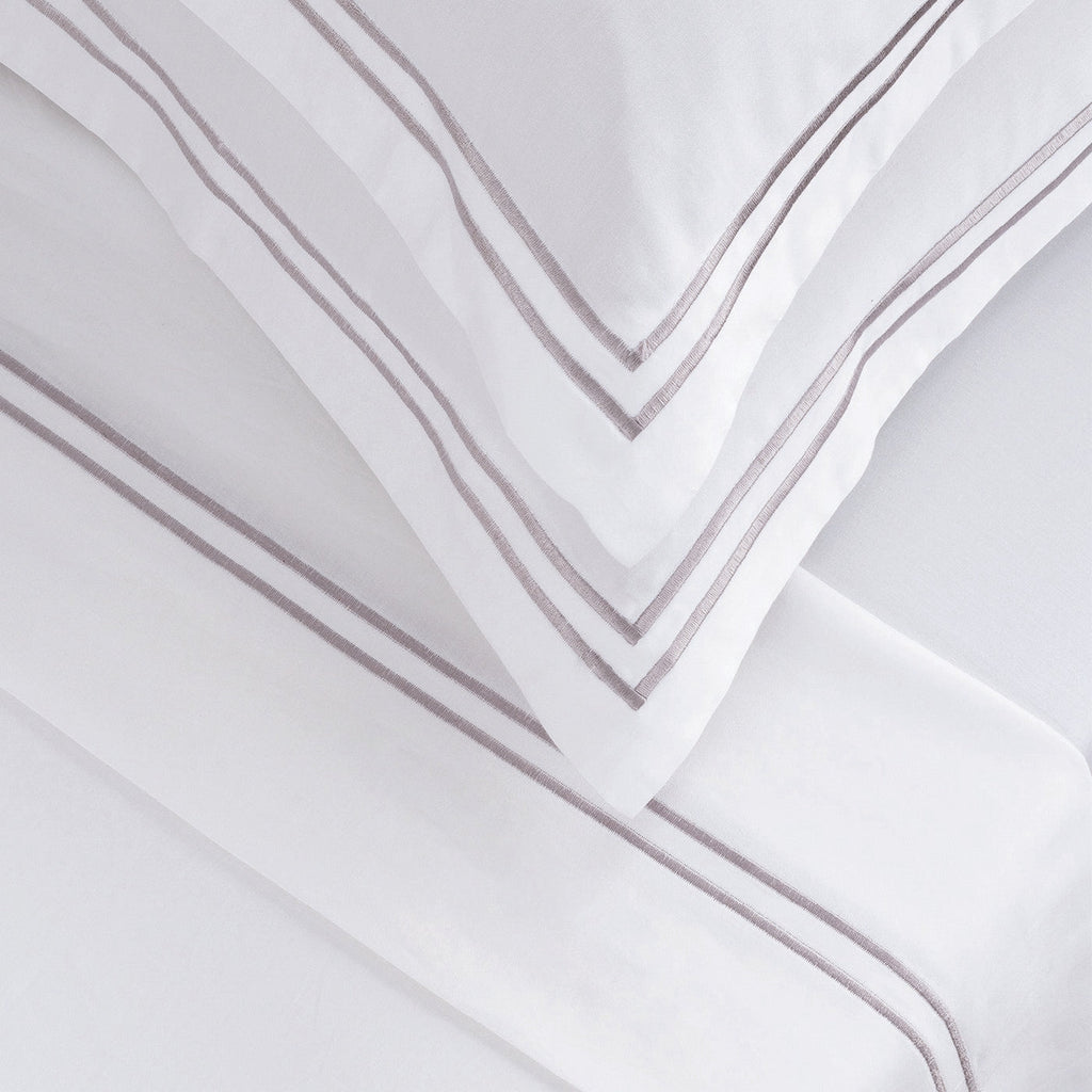 Biarritz - Ensemble De Draps - Satin De Coton - Grey / Blanc