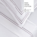 Biarritz - Ensemble De Draps - Satin De Coton - Grey / Blanc