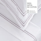 Biarritz - Ensemble De Draps - Satin De Coton - Grey / Blanc
