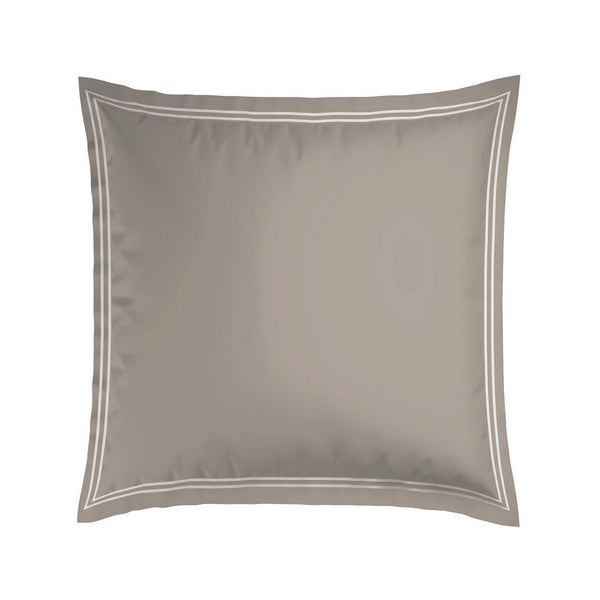 Biarritz - Set De 2 Taies D'Oreiller - Satin De Coton - Blanc / Taupe
