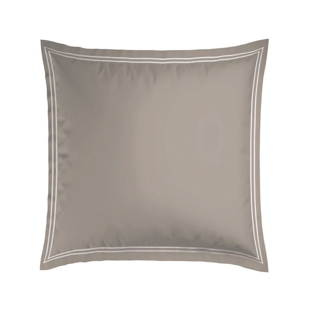 Biarritz - Set De 2 Taies D'Oreiller - Satin De Coton - Blanc / Taupe
