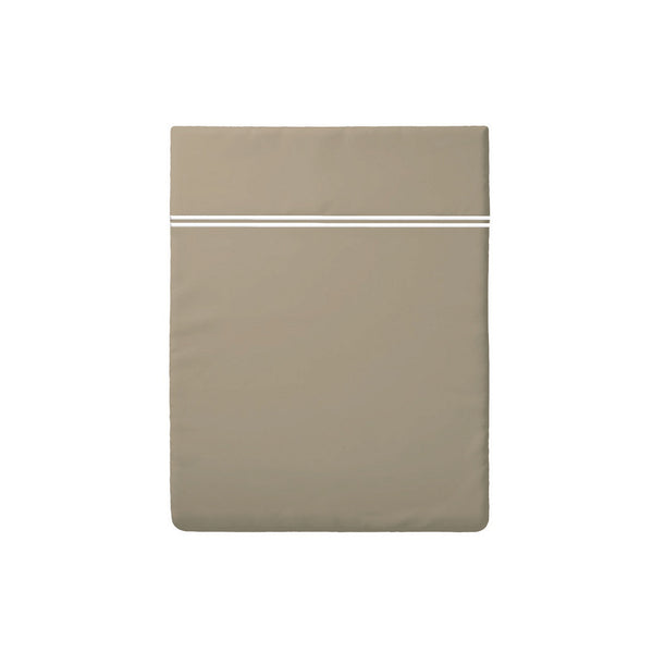 Biarritz - Drap Plat - Satin De Coton - Blanc / Taupe