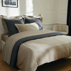 Biarritz - Drap Plat - Satin De Coton - Blanc / Taupe