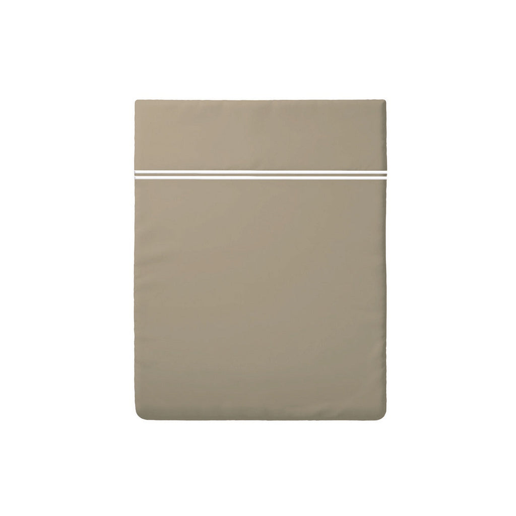 Biarritz - Drap Plat - Satin De Coton - Blanc / Taupe