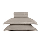 Biarritz - Ensemble De Draps - Satin De Coton - Blanc / Taupe