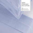 Grenoble - Housse De Couette + 1 Ou 2 Taie(S) D'Oreiller Coton Percale - Bleu Clair