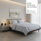 Grenoble - Drap Plat Coton Percale - Bleu Clair