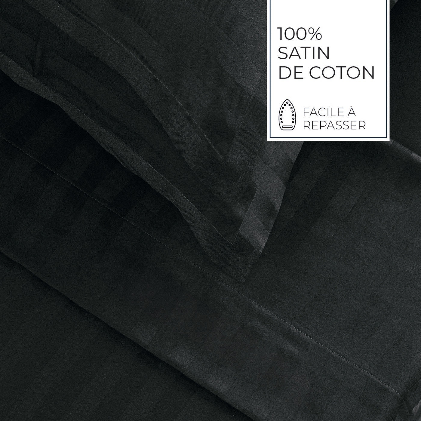 Jacquard - Set De 2 Taies D'Oreiller - Satin De Coton Rayure Tissé Dobby - Gris 03