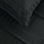Jacquard - Set De 2 Taies D'Oreiller - Satin De Coton Rayure Tissé Dobby - Gris 03