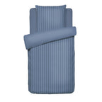 Jacquard - Housse De Couette + 1 Ou 2 Taie(S) D'Oreiller - Satin De Coton Rayure Tissé Dobby - Bleu 06