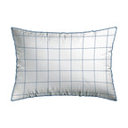 Simples Carreaux - Set De 2 Taies D'Oreiller - Satin De Coton - Blanc / Bleu