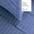 Jacquard - Drap Plat - Satin De Coton Dobby Stripe - Bleu 06