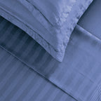 Jacquard - Drap Plat - Satin De Coton Dobby Stripe - Bleu 06