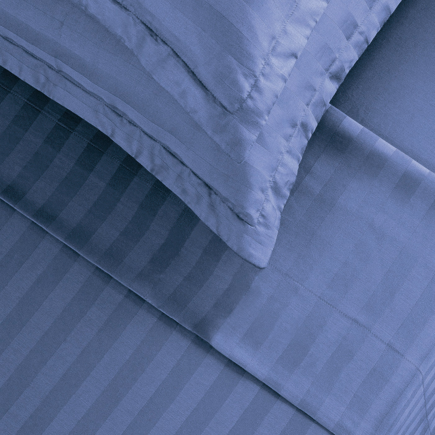 Jacquard - Drap Plat - Satin De Coton Dobby Stripe - Bleu 06