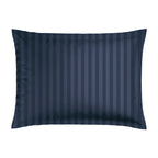 Jacquard - Set De 2 Taies D'Oreiller - Satin De Coton Rayure Tissé Dobby - Bleu 11