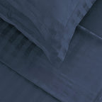 Jacquard - Ensemble De Draps - Satin De Coton Rayure Tissé Dobby - Bleu 11