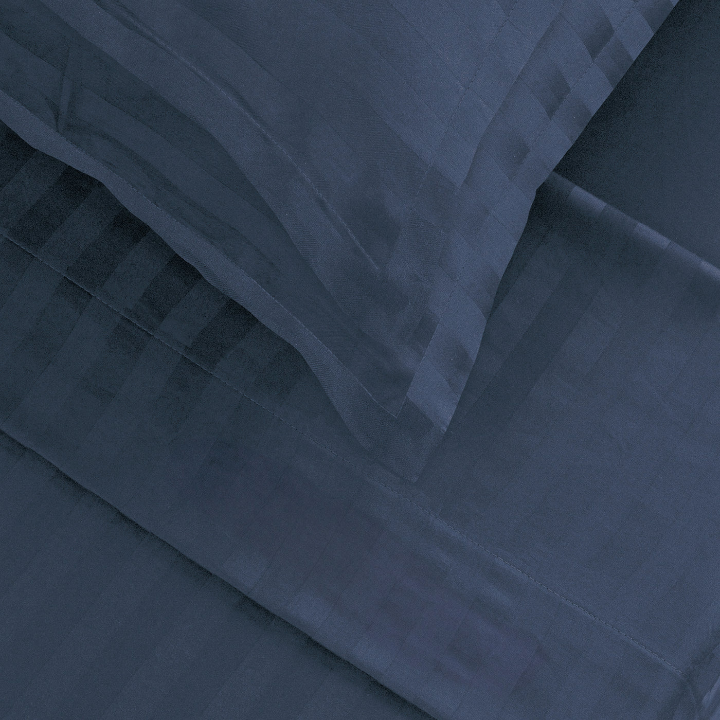 Jacquard - Ensemble De Draps - Satin De Coton Rayure Tissé Dobby - Bleu 11