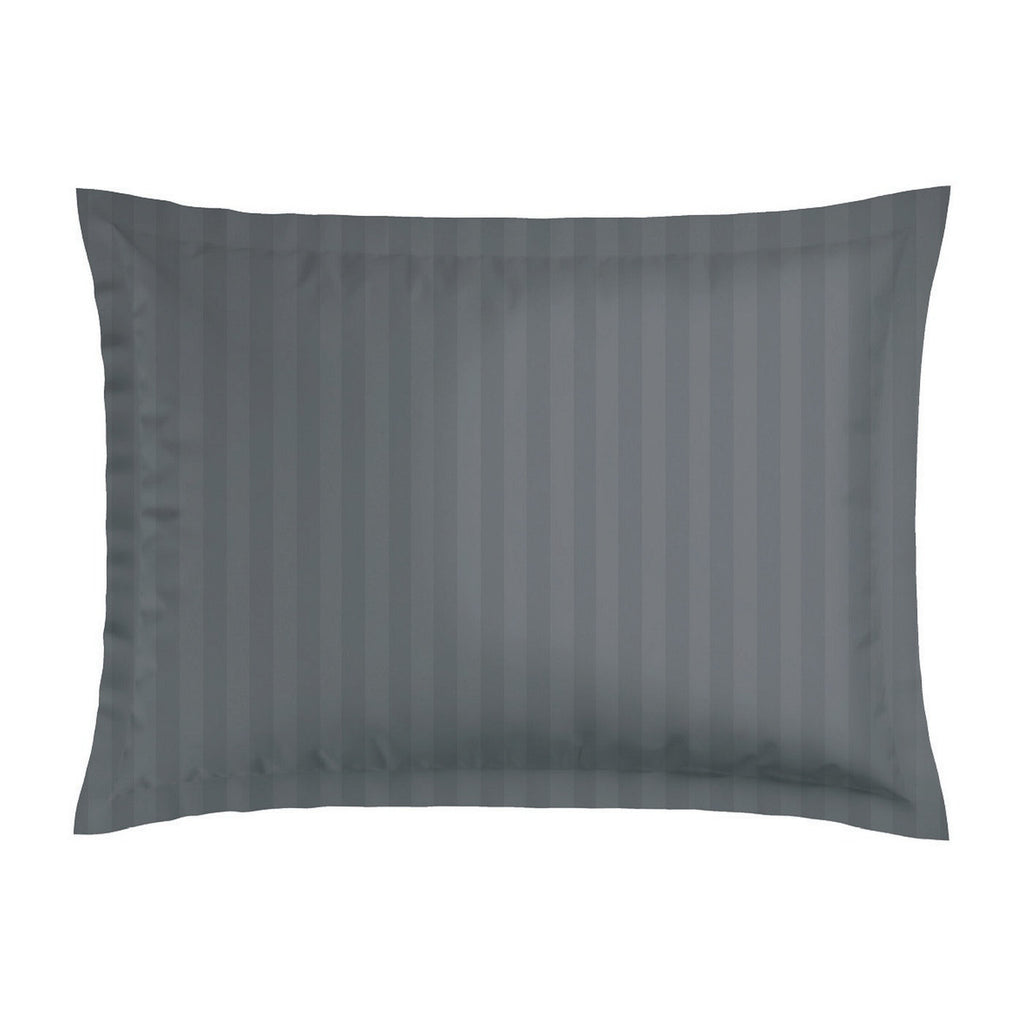 Jacquard - Set De 2 Taies D'Oreiller - Satin De Coton Rayure Tissé Dobby - Gris 02