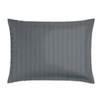 Jacquard - Set De 2 Taies D'Oreiller - Satin De Coton Rayure Tissé Dobby - Gris 02
