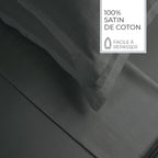 Jacquard - Ensemble De Draps - Satin De Coton Rayure Tissé Dobby - Gris 02