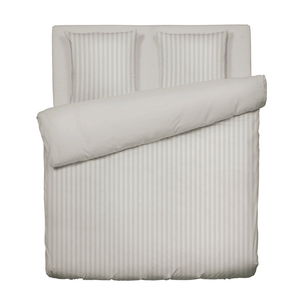 Jacquard - Housse De Couette + 1 Ou 2 Taie(S) D'Oreiller - Satin De Coton Rayure Tissé Dobby - Taupe 01
