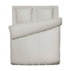 Jacquard - Housse De Couette + 1 Ou 2 Taie(S) D'Oreiller - Satin De Coton Rayure Tissé Dobby - Taupe 01