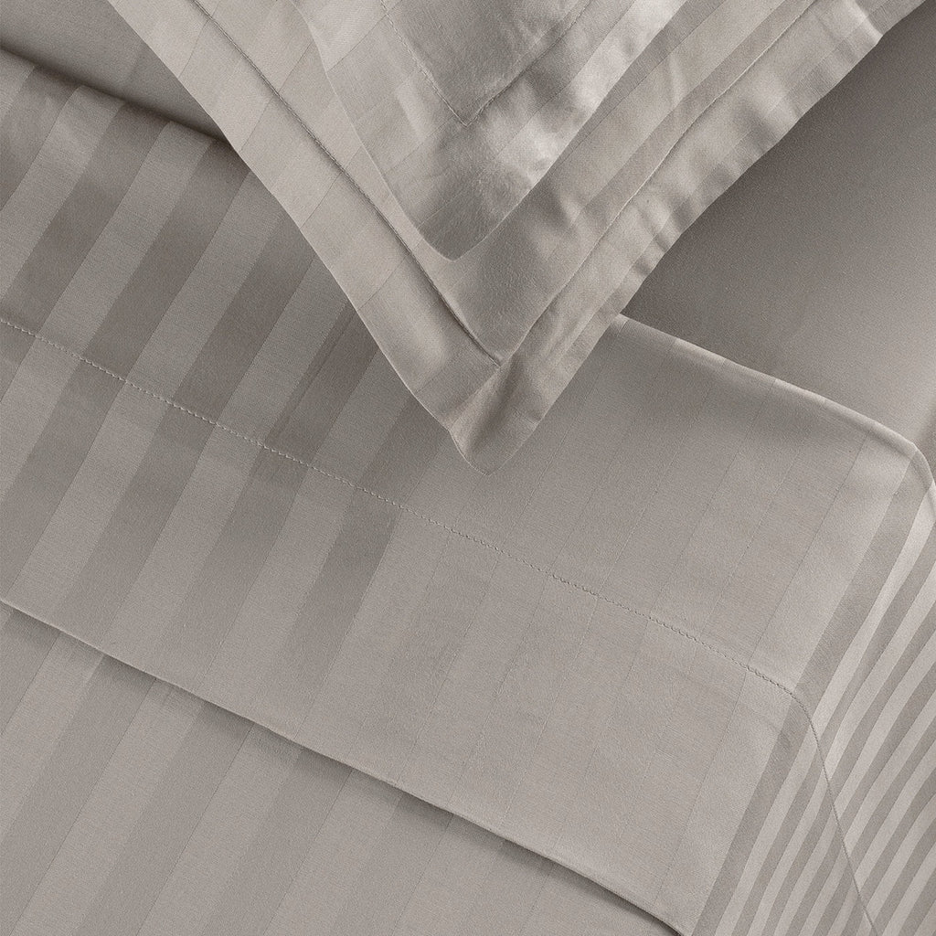 Jacquard - Drap Plat - Satin De Coton Dobby Stripe - Taupe 01