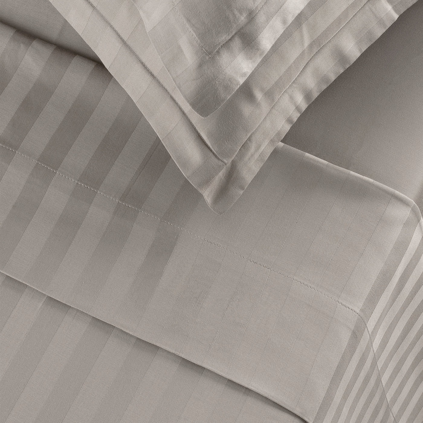 Jacquard - Drap Plat - Satin De Coton Dobby Stripe - Taupe 01