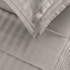 Jacquard - Ensemble De Draps - Satin De Coton Rayure Tissé Dobby - Taupe 01