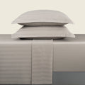 Jacquard - Ensemble De Draps - Satin De Coton Rayure Tissé Dobby - Taupe 01