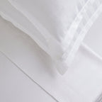 Jacquard - Housse De Couette + 1 Ou 2 Taie(S) D'Oreiller - Satin De Coton Rayure Tissé Dobby - Blanc 01