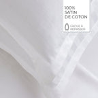 Jacquard - Set De 2 Taies D'Oreiller - Satin De Coton Rayure Tissé Dobby - Blanc 01