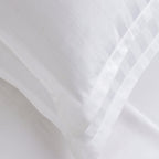 Jacquard - Set De 2 Taies D'Oreiller - Satin De Coton Rayure Tissé Dobby - Blanc 01