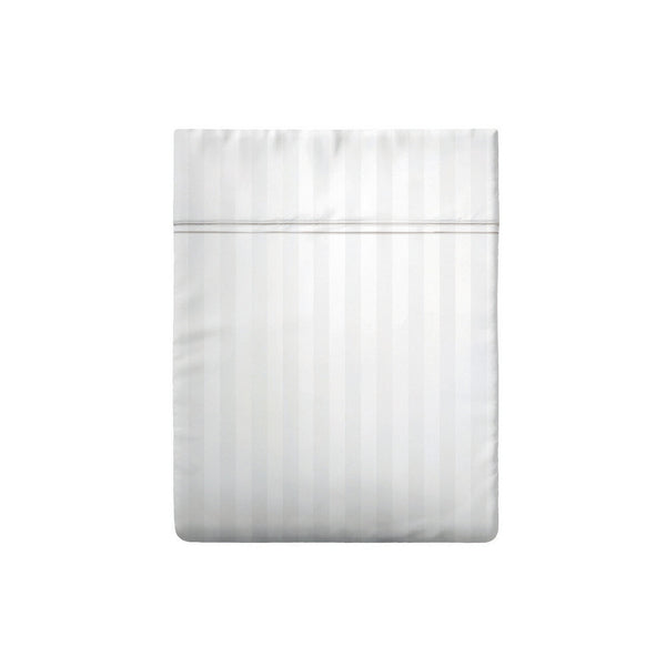 Jacquard - Drap Plat - Satin De Coton Dobby Stripe - Blanc 01