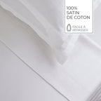 Jacquard - Drap Plat - Satin De Coton Dobby Stripe - Blanc 01