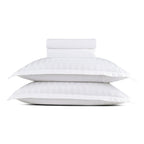 Jacquard - Ensemble De Draps - Satin De Coton Rayure Tissé Dobby - Blanc 01