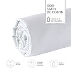 Uni - Drap-Housse - Satin De Coton - Blanc 01