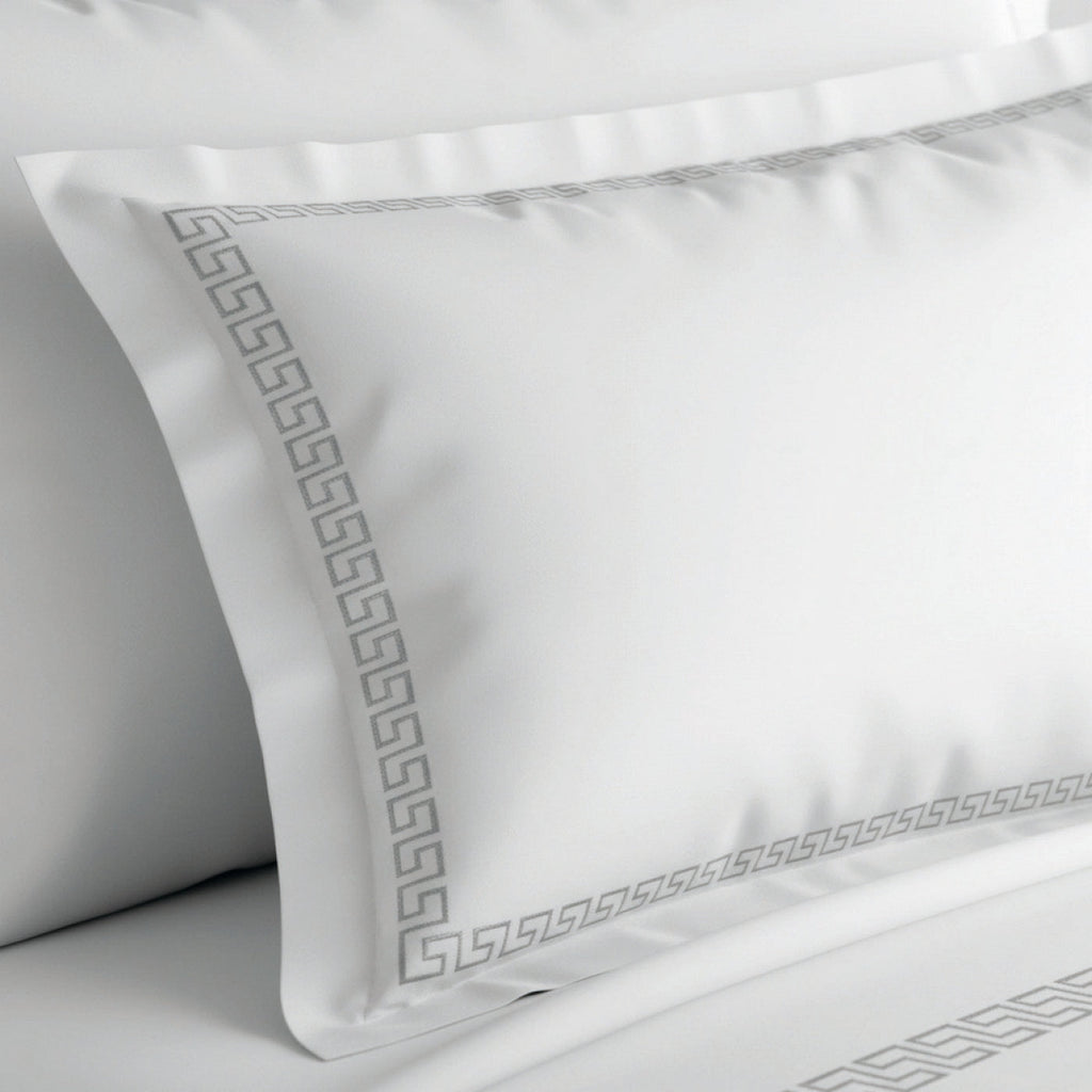 Reine De Nuit - Housse De Couette + 1 Ou 2 Taie(S) D'Oreiller - Satin De Coton - Grey / Blanc